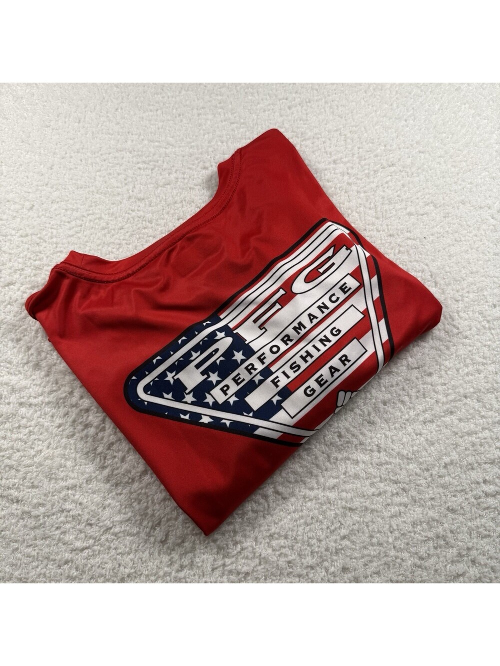 Columbia PFG Men’s XXL Red Long Sleeve Fishing Shirt Omni-Shade USA Flag